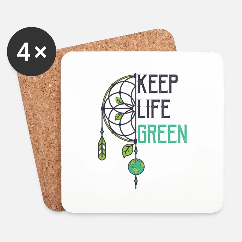 Keep Life Green - Untersetzer (4er-Set) - Weiß
