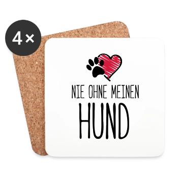 hund nie ohne herz - Untersetzer (4er-Set) - Weiß - Vorne