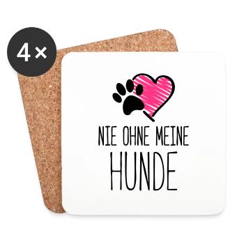 hunde nie ohne herz - Untersetzer (4er-Set) - Weiß - Vorne
