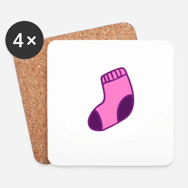 Socke - Baby - Süß - Untersetzer (4er-Set) - Weiß