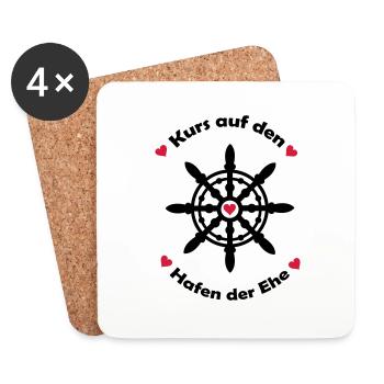 kurs_auf_den_hafen_der_ehe_002 - Untersetzer (4er-Set) - Weiß - Vorne