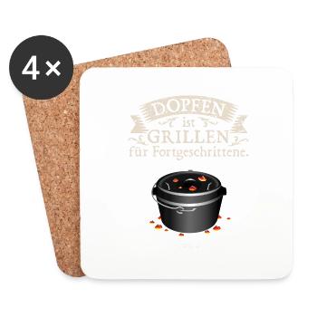Dopfen und Grillen Dutch Oven Spruch - Untersetzer (4er-Set) - Weiß - Vorne