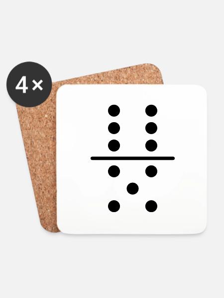 Domino Stein Fasching Kostüm - Untersetzer (4er-Set) - Weiß