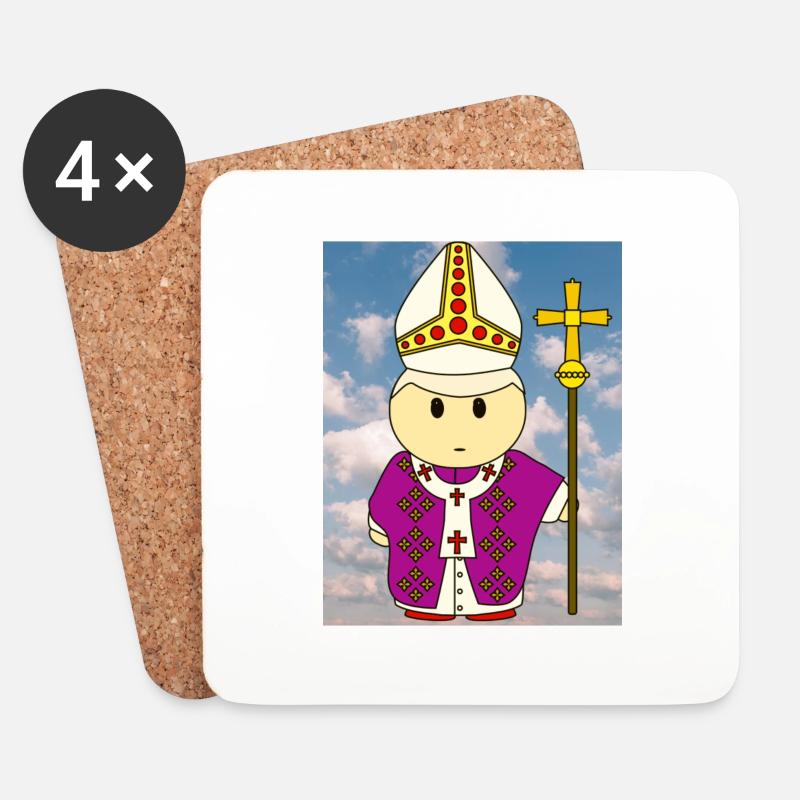 Papst im Himmel - Untersetzer (4er-Set) - Weiß