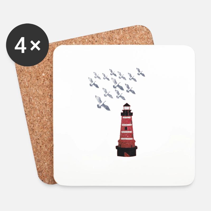 Leuchtturm - Untersetzer (4er-Set) - Weiß
