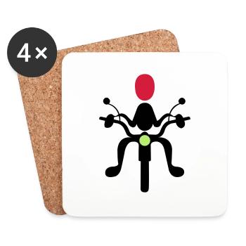 motard - Dessous de verre (lot de 4) - blanc - Devant