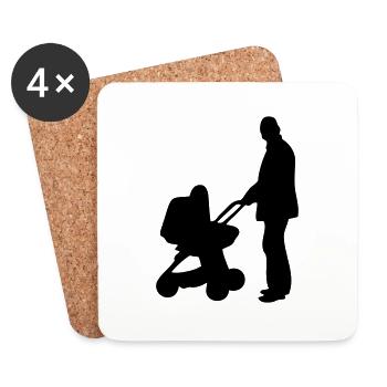 dad stroller silhouette - Coasters (set of 4) - white - Front