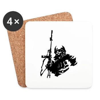 Skelett Militär Soldat - Untersetzer (4er-Set) - Weiß - Vorne