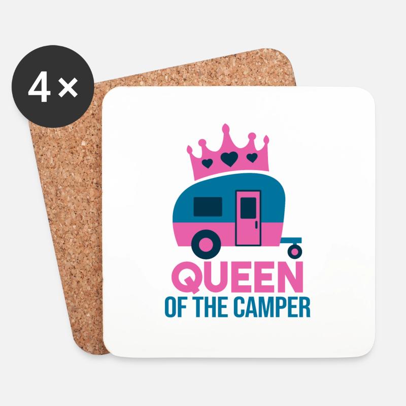 QUEEN OF THE CAMPER - Untersetzer (4er-Set) - Weiß
