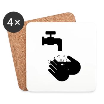 Lavez-vous les mains - Dessous de verre (lot de 4) - blanc - Devant