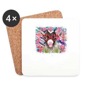 Chèvre avec des lunettes - Dessous de verre (lot de 4) - blanc - Devant