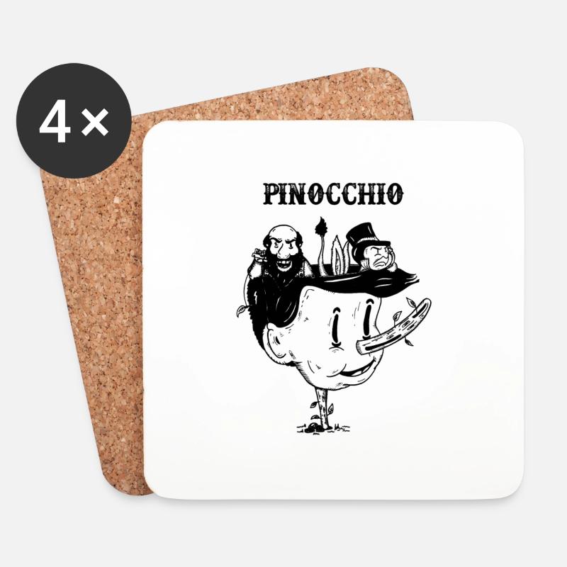 Pinocchio - Untersetzer (4er-Set) - Weiß