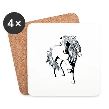 Cheval blanc sur fond transparent - Dessous de verre (lot de 4) - blanc - Devant