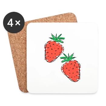 strawberry - Coasters (set of 4) - white - Front