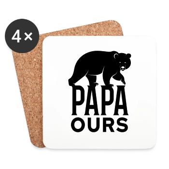 Papa ours - Dessous de verre (lot de 4) - blanc - Devant