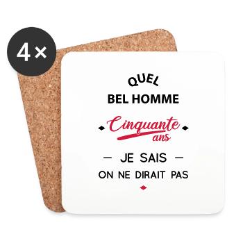 Birthday 50 years - What a beautiful man - Coasters (set of 4) - white - Front