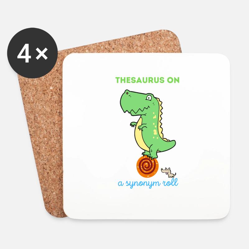 Thesaurus on a synonym roll Dinosaur - Coasters (set of 4) - white