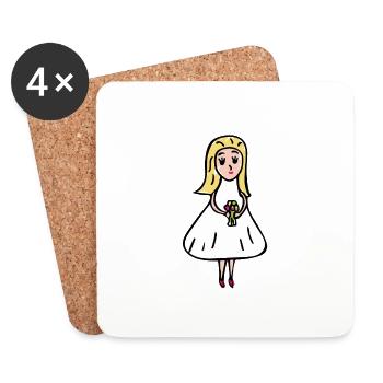 Dessin - Mariée - Dessous de verre (lot de 4) - blanc - Devant