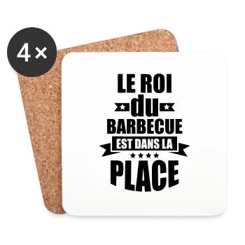le roi du barbecue est dans la place - Dessous de verre (lot de 4) - blanc - Devant