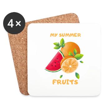 Sommer Früchte Mein Sommer - Untersetzer (4er-Set) - Weiß - Vorne