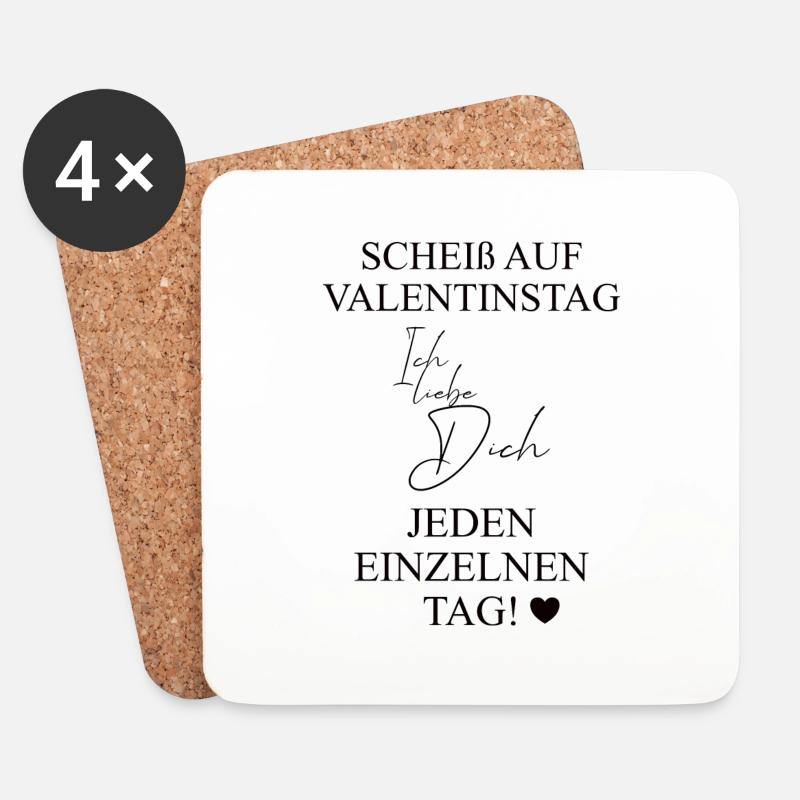 Scheiß auf Valentinstag schwarz - Untersetzer (4er-Set) - Weiß