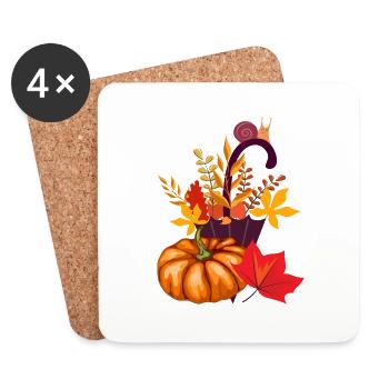 Cadeau citrouille d’automne - Dessous de verre (lot de 4) - blanc - Devant