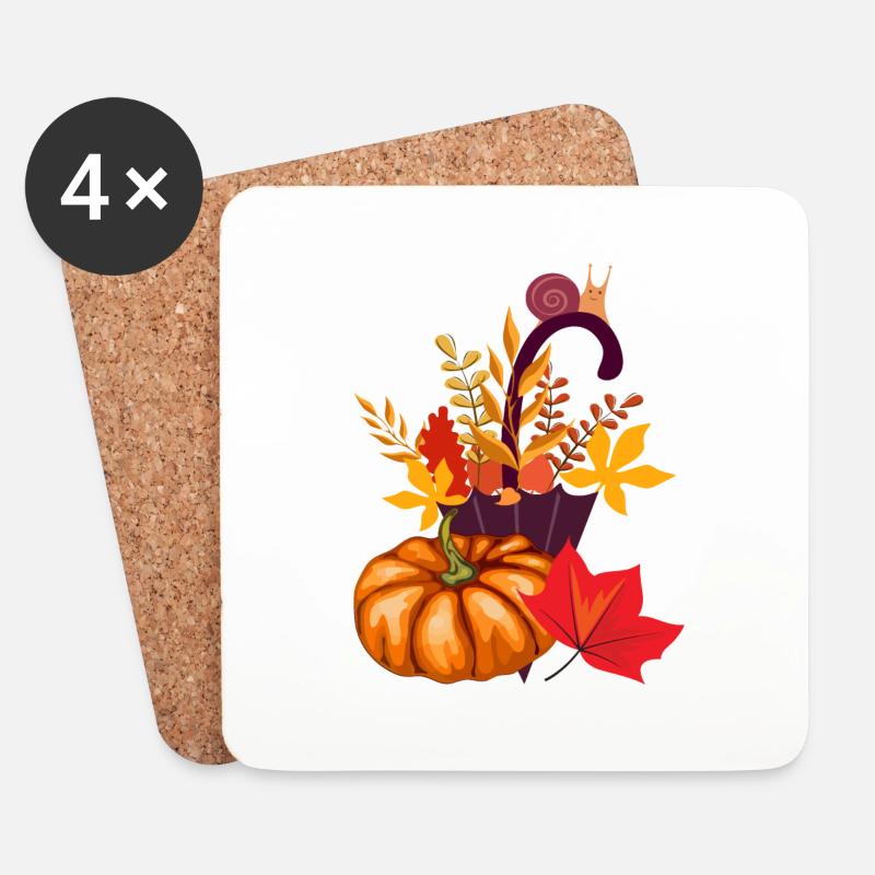 Herbst Kürbis Geschenk - Untersetzer (4er-Set) - Weiß
