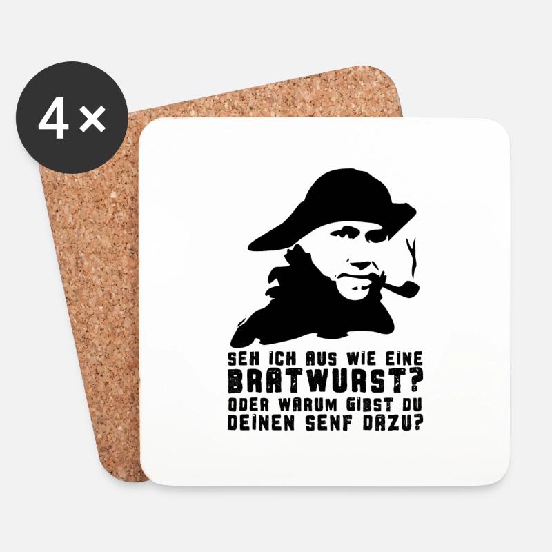 Bratwurst - Senf dazu geben - Untersetzer (4er-Set) - Weiß