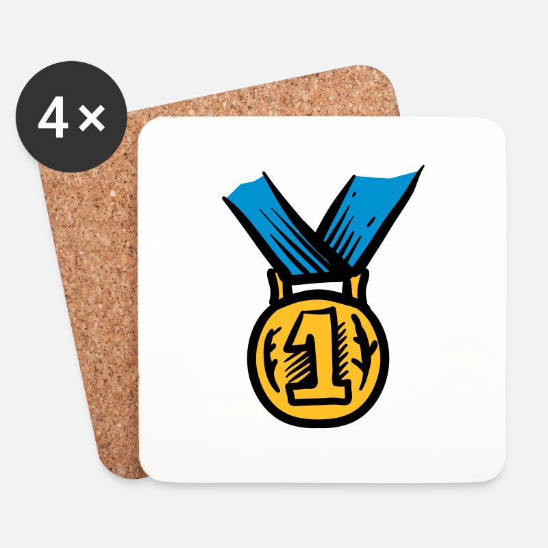 Medaille - Untersetzer (4er-Set) - Weiß