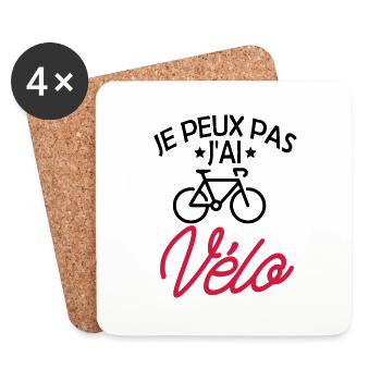 je peux pas j'ai vélo - Dessous de verre (lot de 4) - blanc - Devant