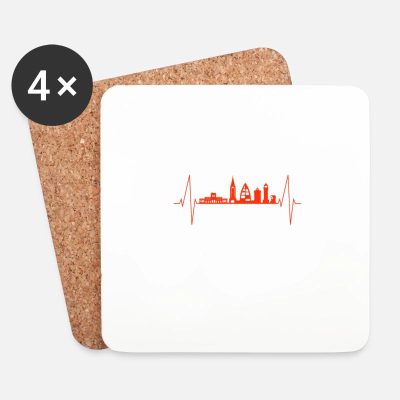Juist heartbeat - Untersetzer (4er-Set) - Weiß