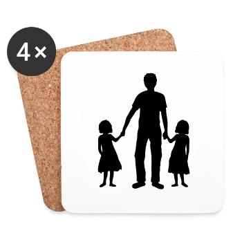 Father 2 daughters - Coasters (set of 4) - white - Front