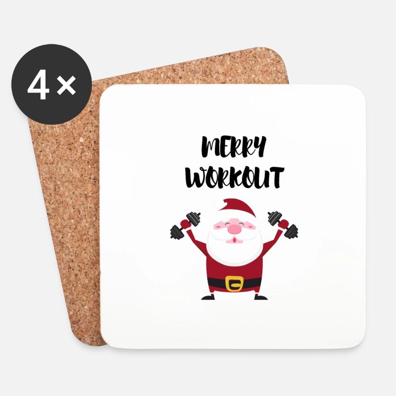 MERRY WORKOUT - Untersetzer (4er-Set) - Weiß