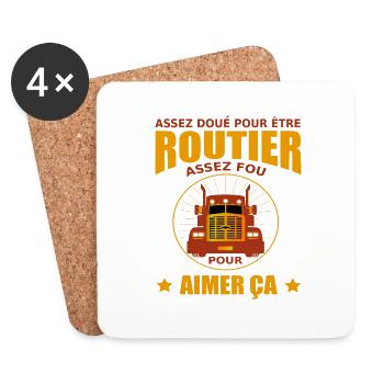 Chauffeur Routier assez fou pour aimer ça cadeau - Dessous de verre (lot de 4) - blanc - Devant