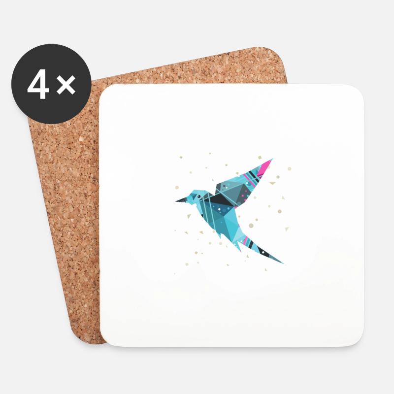 Abstrakt Vogel - Untersetzer (4er-Set) - Weiß
