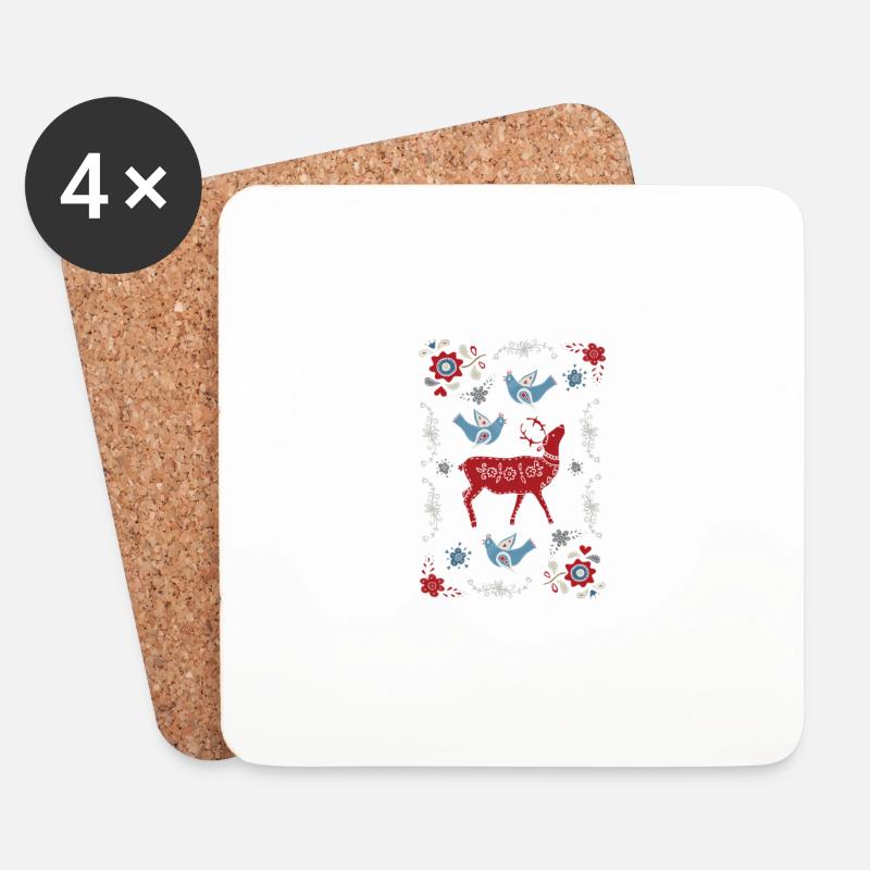 WEIHNACHTSTIERE - Untersetzer (4er-Set) - Weiß
