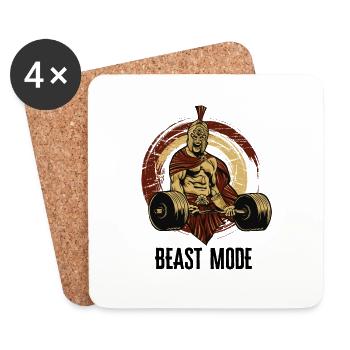 Pompes BEAST MODE comme dans Sparta - musculation - Dessous de verre (lot de 4) - blanc - Devant