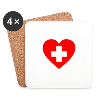 Herz Schweiz Kreuz Liebling Liebe Hilfe Gesundheit - Untersetzer (4er-Set) - Weiß - Vorne