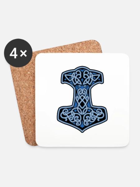Mjöllnir - Thors Hammer - Untersetzer (4er-Set) - Weiß