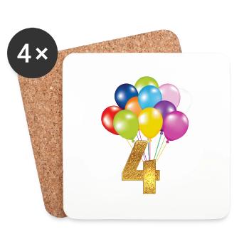 4 kinder Geburtstag happy birthday - Untersetzer (4er-Set) - Weiß - Vorne