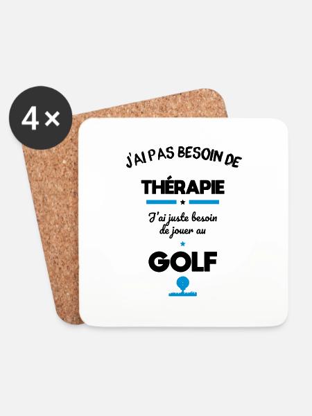 Golf - Pas besoin de thérapie besoin de jouer golf - Dessous de verre (lot de 4) - blanc