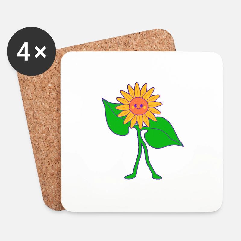 sonnenblume - Untersetzer (4er-Set) - Weiß