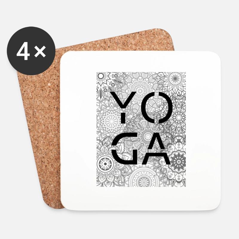 yoga - Dessous de verre (lot de 4) - blanc