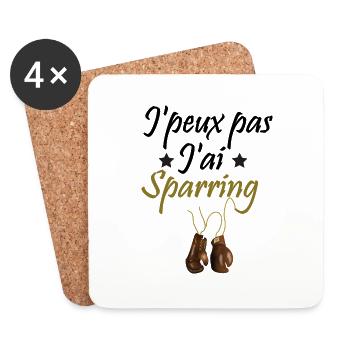 J'peux pas j'ai sparring boxe mma cadeau gants - Dessous de verre (lot de 4) - blanc - Devant