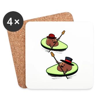 Kayak Avocado Race Paddle Boat Rowing Sporty - Coasters (set of 4) - white - Front