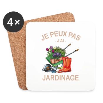 Je Peux Pas J'ai Jardinage - Dessous de verre (lot de 4) - blanc - Devant