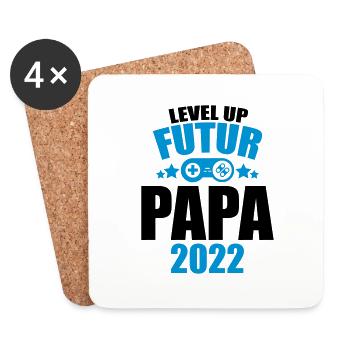 level up futur papa 2022 annonce grossesse papa - Dessous de verre (lot de 4) - blanc - Devant