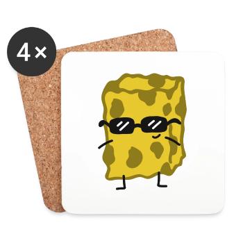 Éponge ménage Drôle - Dessous de verre (lot de 4) - blanc - Devant