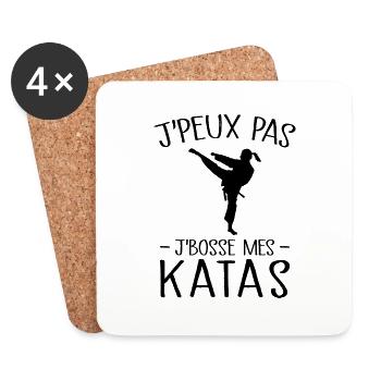 Je Peux Pas Je Bosse Mes Katas - Dessous de verre (lot de 4) - blanc - Devant