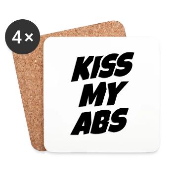 Kiss my abs funny simple black - Dessous de verre (lot de 4) - blanc - Devant